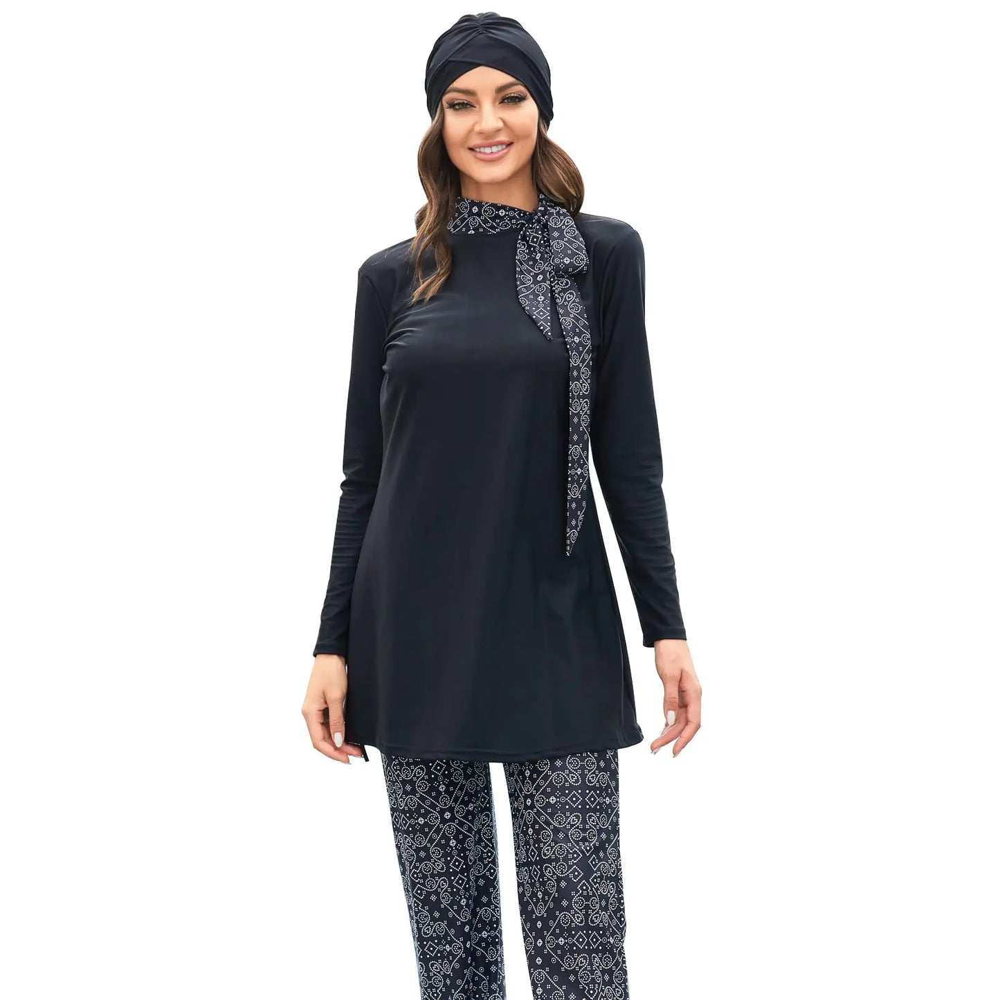 Burkini 3 Pièces Manches Longues - Motif Noir
