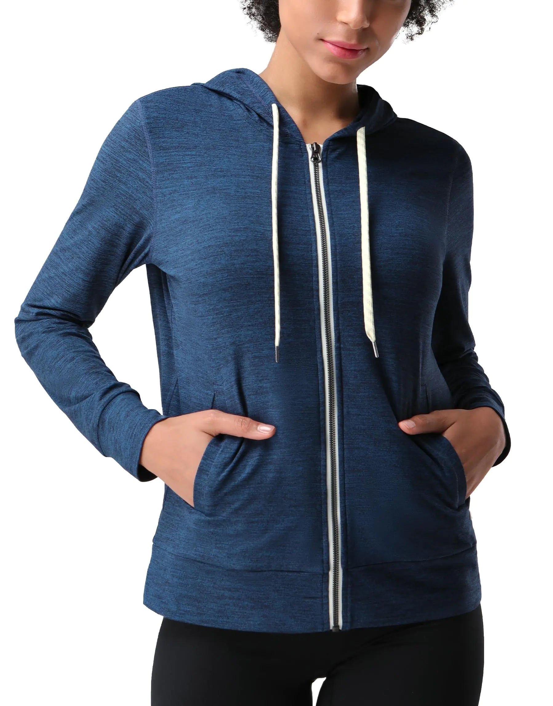 Veste de Sport Zippée à Capuche - Bleu Marine Chiné